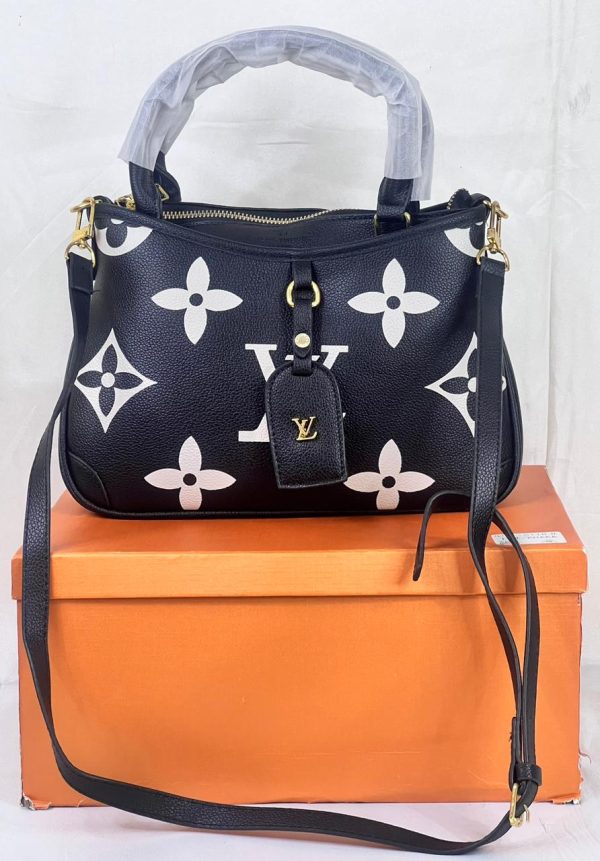 LV Hand Bag - Black with White