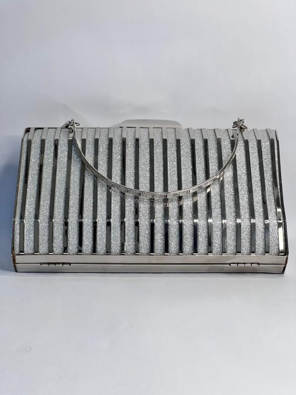 Fancy Party Silver Clutch Bag for Women's - Image 3