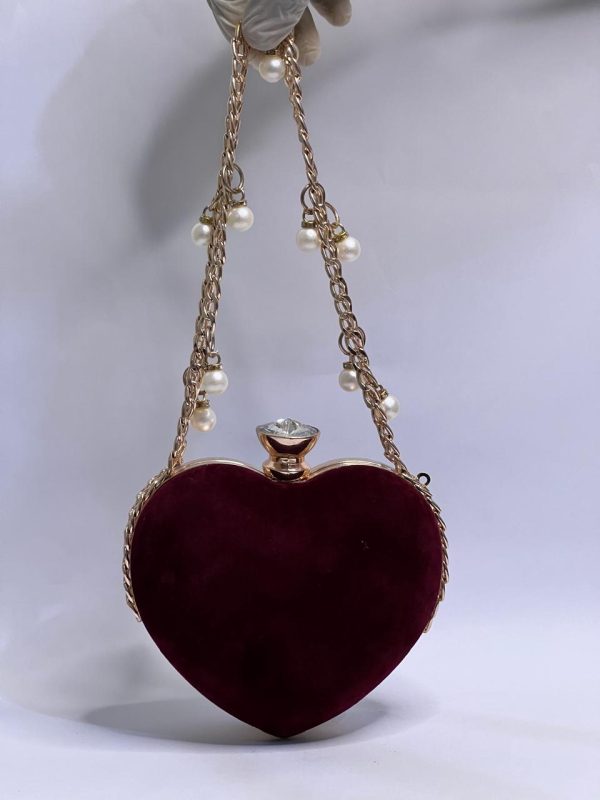 Angelina Wine Red Heart Clutch - Image 4