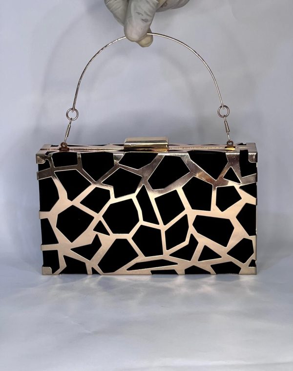 Women Geometric Leopard Patterned Clutch - Black - Image 3