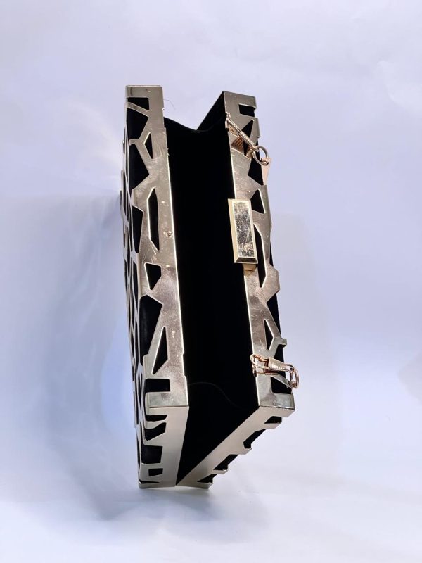 Women Geometric Leopard Patterned Clutch - Black - Image 5