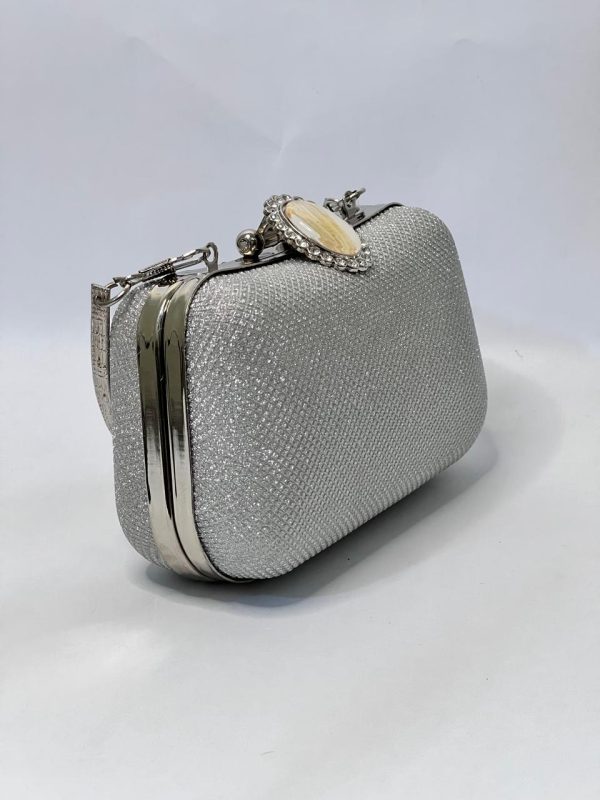 Shimmer Silver Bridal Clutch - Image 2