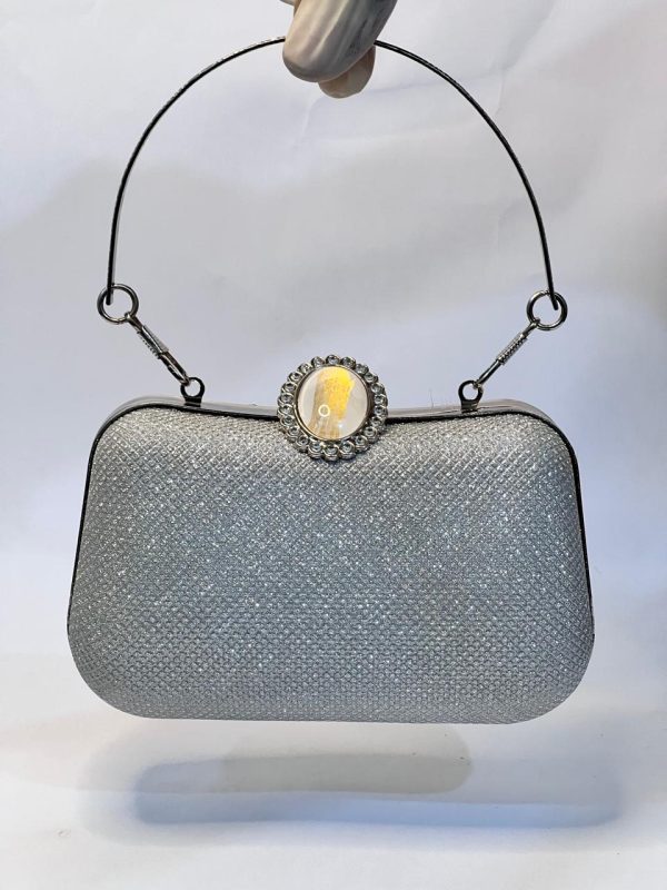 Shimmer Silver Bridal Clutch - Image 4