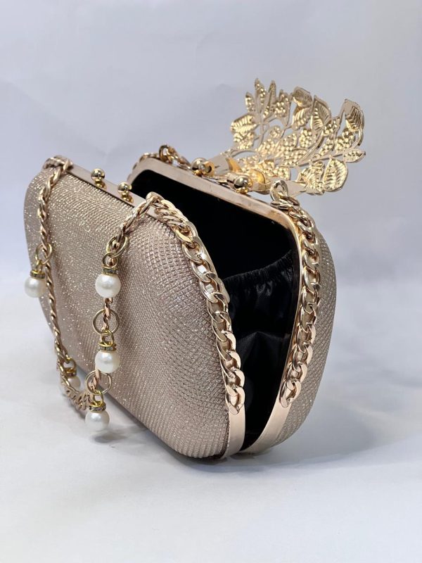 Bridal Golden Velvet Clutch - Image 2