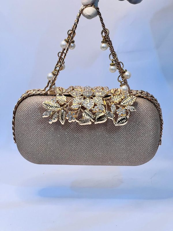 Bridal Golden Velvet Clutch - Image 4