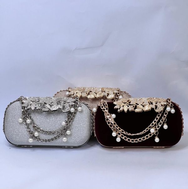 Bridal Golden Velvet Clutch - Image 5