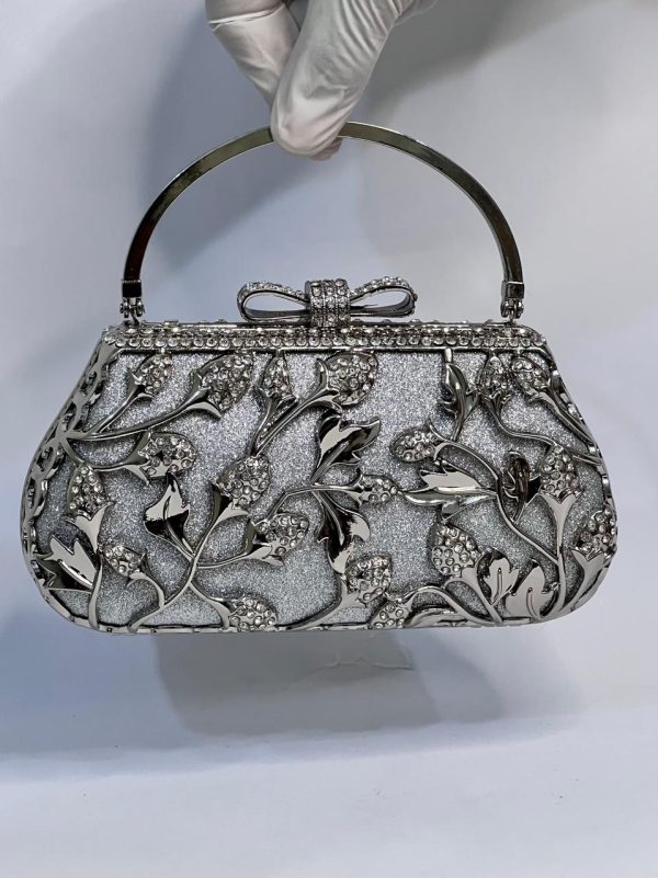 Luxury Designer Wedding Clutch – Silver - Image 4