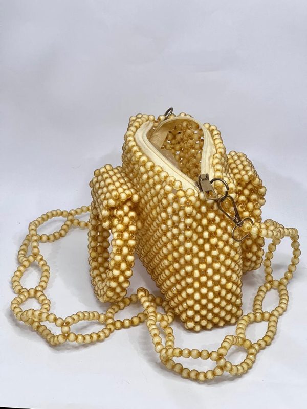 Ladies Yellow Acrylic Beaded Handbag - Image 2