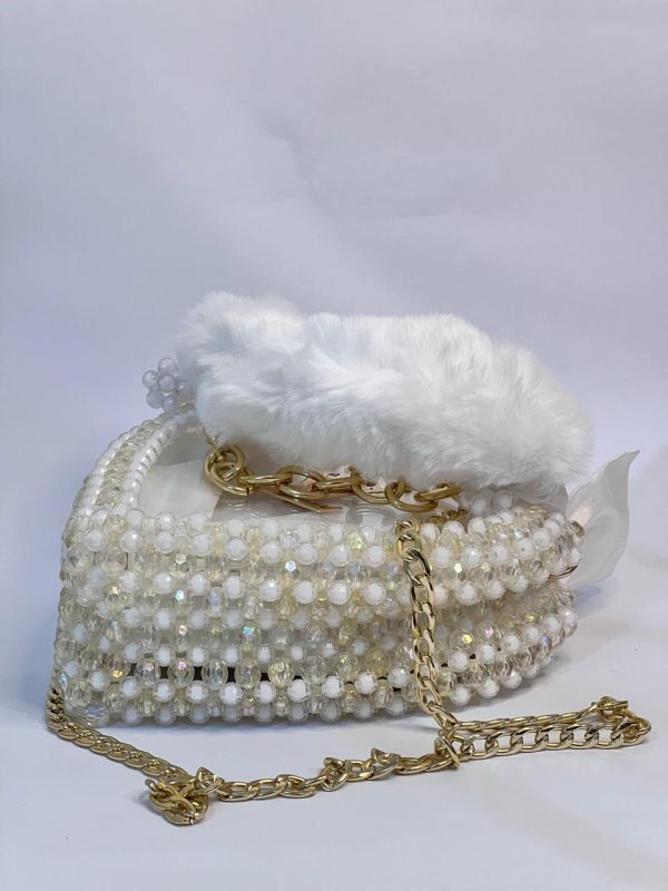 LV Pearls Crossbody Heart Bag - White - Image 4