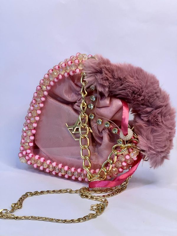 LV Pearls Crossbody Heart Bag – Pink - Image 2