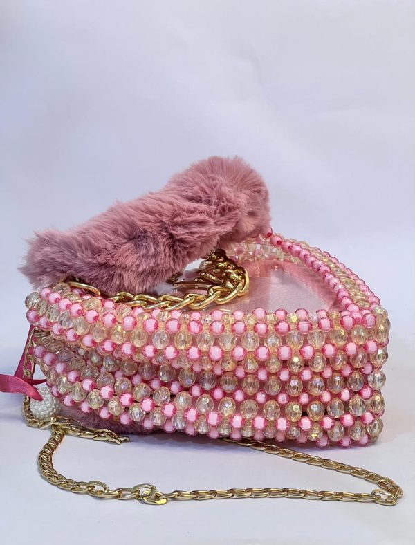 LV Pearls Crossbody Heart Bag – Pink - Image 3