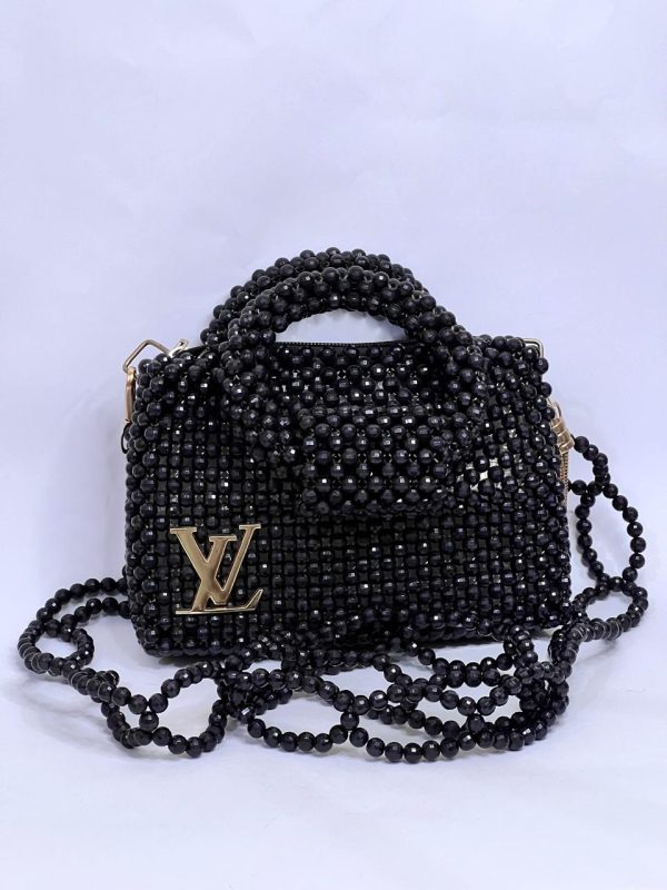 Ladies Black Acrylic Beaded Handbag