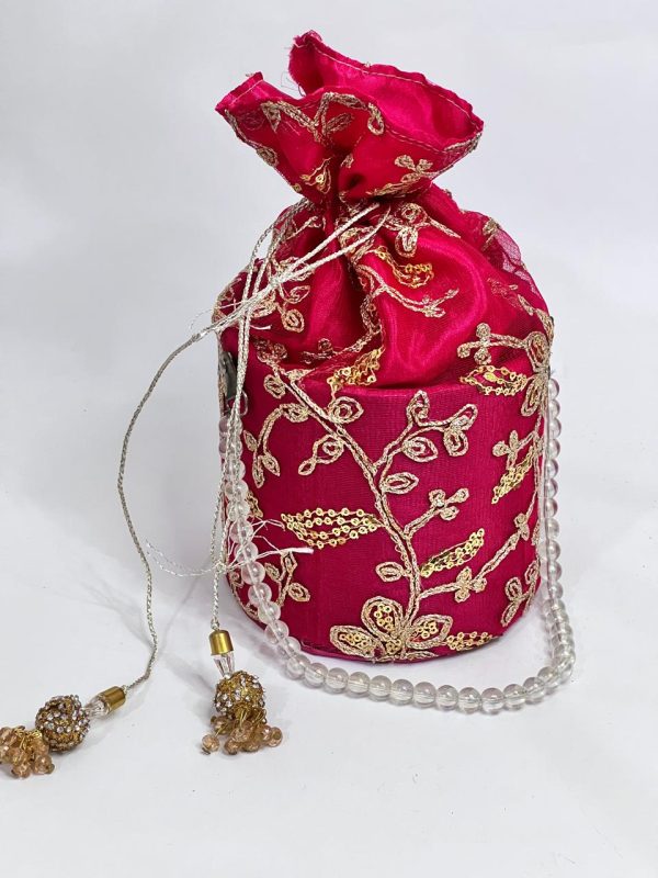 Embroidery Pink Potli Purse Partywear