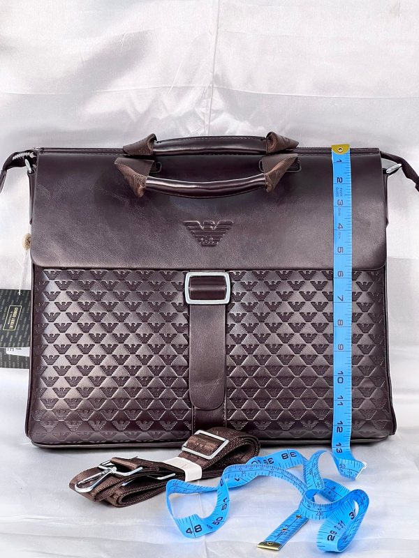 Armani Laptop Leather Bag - Dark Brown - Image 2