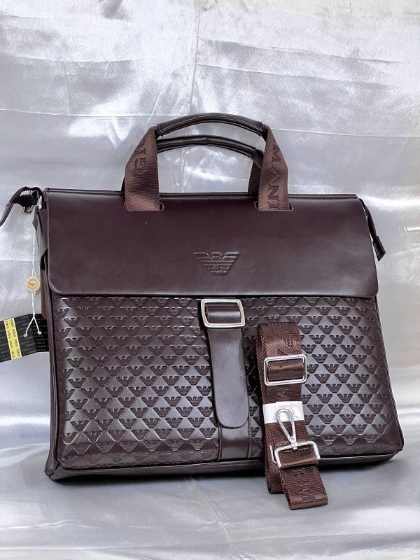 Armani Laptop Leather Bag - Dark Brown - Image 4