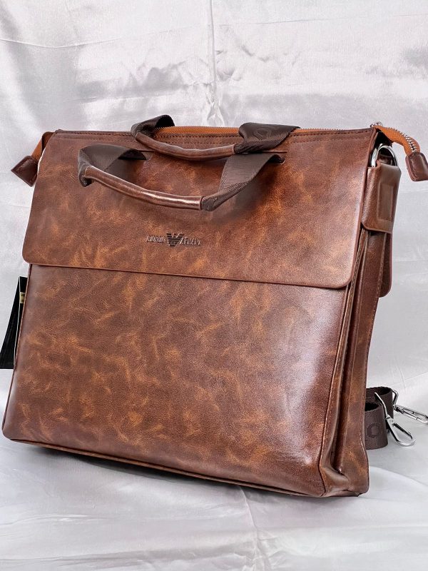 Armani Laptop Leather Bag – Brown - Image 2