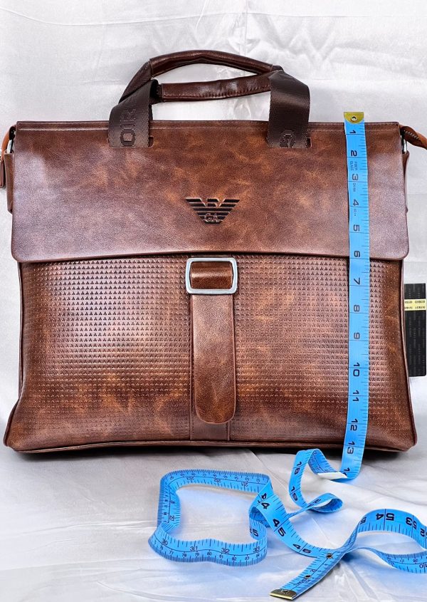 Armani Laptop Leather Bag – Brown - Image 6