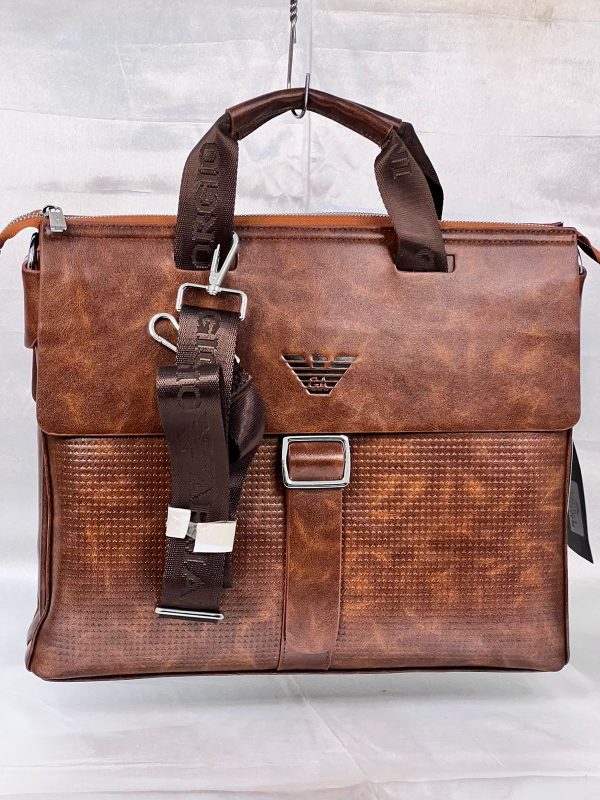 Armani Laptop Leather Bag – Brown