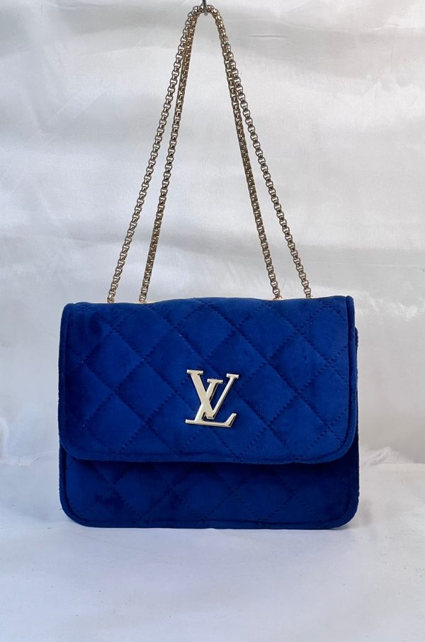 Louis Vuitton Royal Blue Velvet Chain Shoulder Bag - Image 2