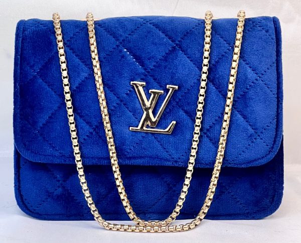 Louis Vuitton Royal Blue Velvet Chain Shoulder Bag