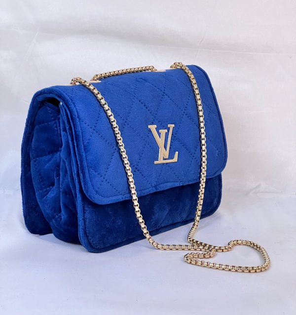 Louis Vuitton Royal Blue Velvet Chain Shoulder Bag - Image 3