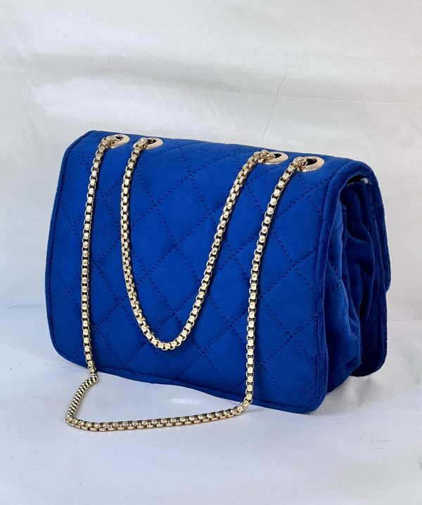 Louis Vuitton Royal Blue Velvet Chain Shoulder Bag - Image 4