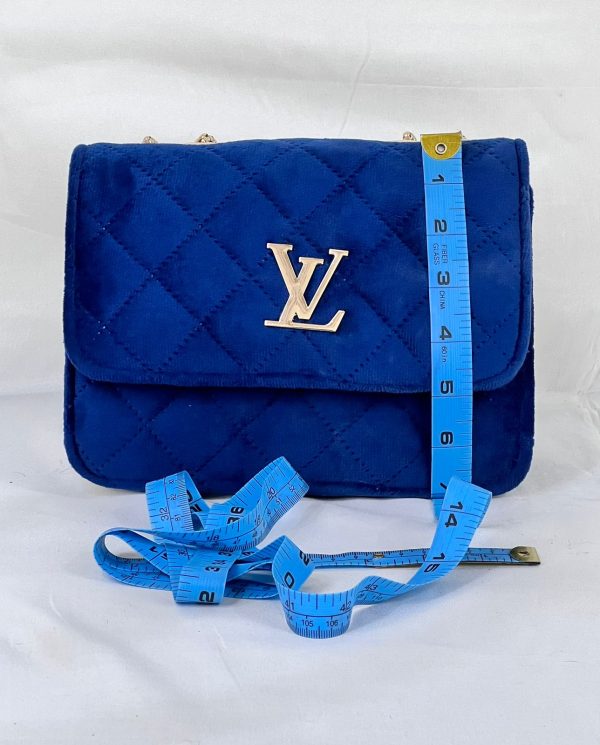 Louis Vuitton Royal Blue Velvet Chain Shoulder Bag - Image 6