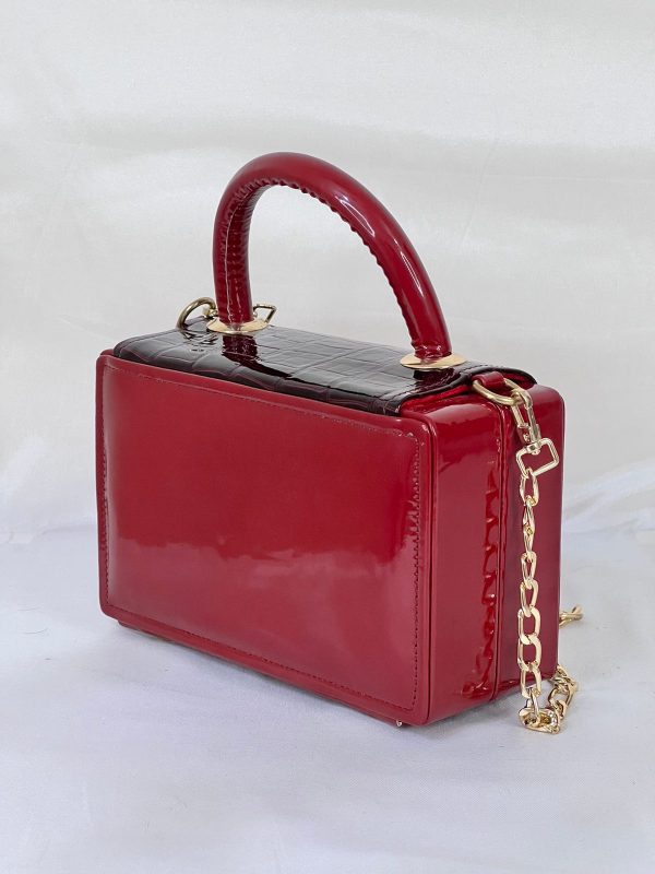 Coach Maroon Patent Leather Hand Bag - Image 6