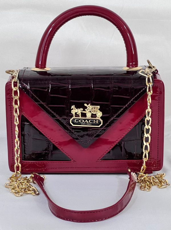 Coach Maroon Patent Leather Hand Bag