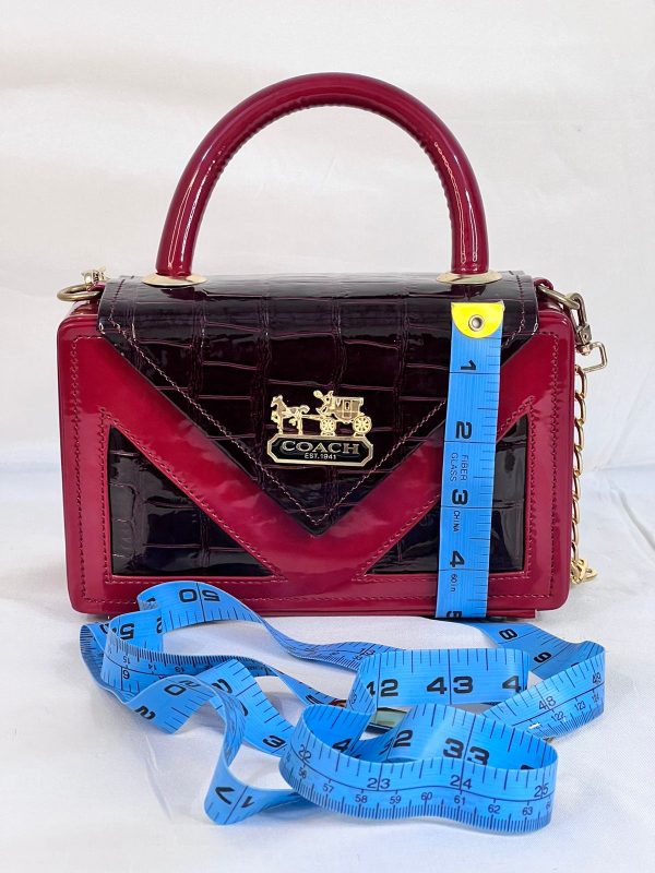 Coach Maroon Patent Leather Hand Bag - Image 3